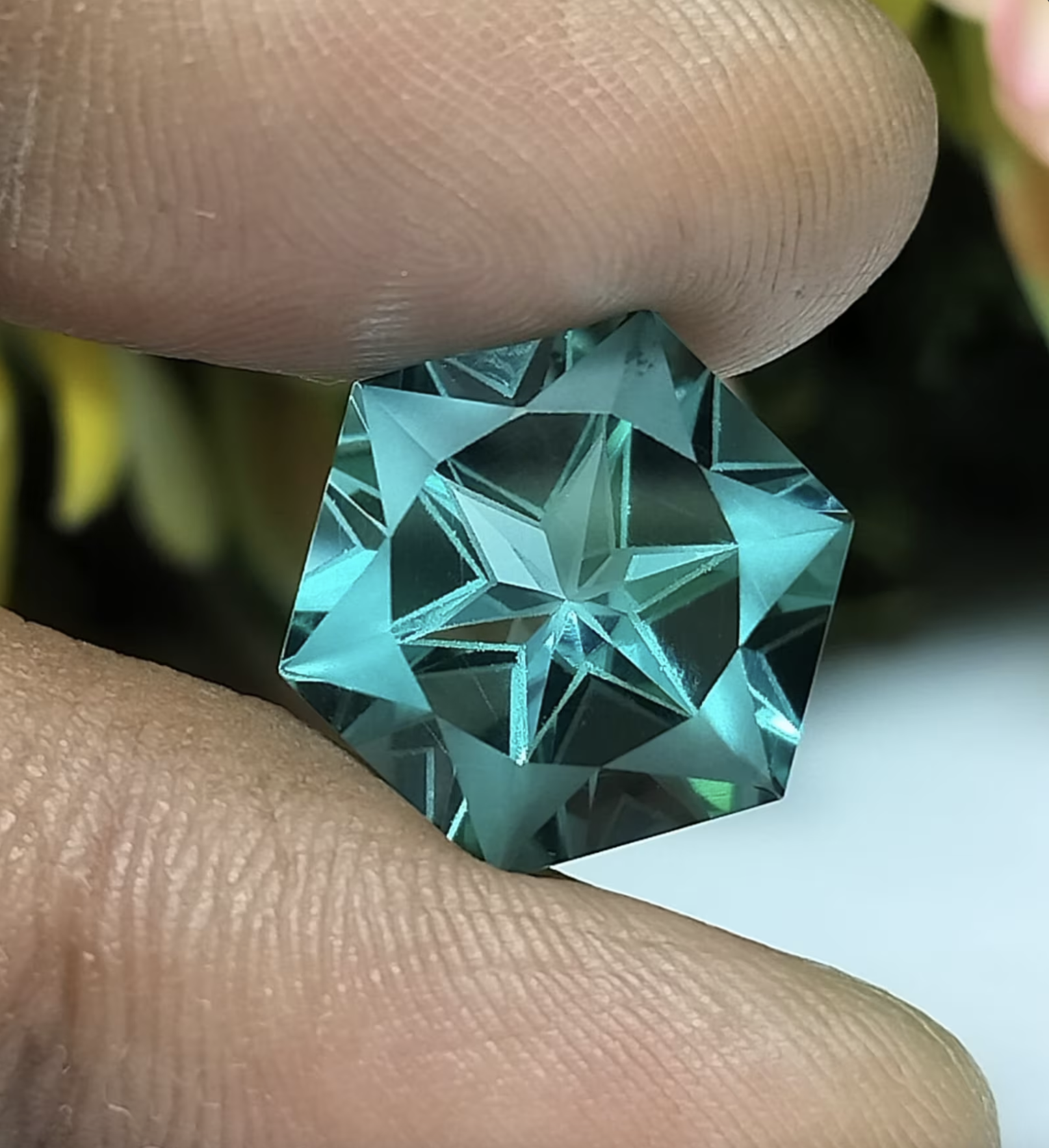 13 Carat AAA Quality Aquamarine Hexagon 15X15X10.00MM Unique Cut Gem Faceted Fantasy Cut Loose Gemstone